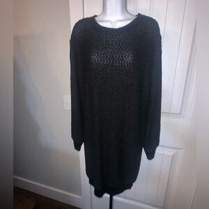 Umgee Size Large‎ Black Women's Popcorn Knit Sweater Dress Long Sleeve